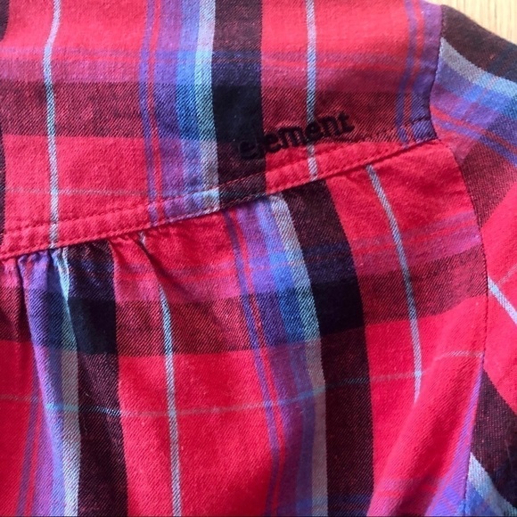 ELEMENT RED  SELF-TIE PLAID SHIRT - S - Picture 6 of 7